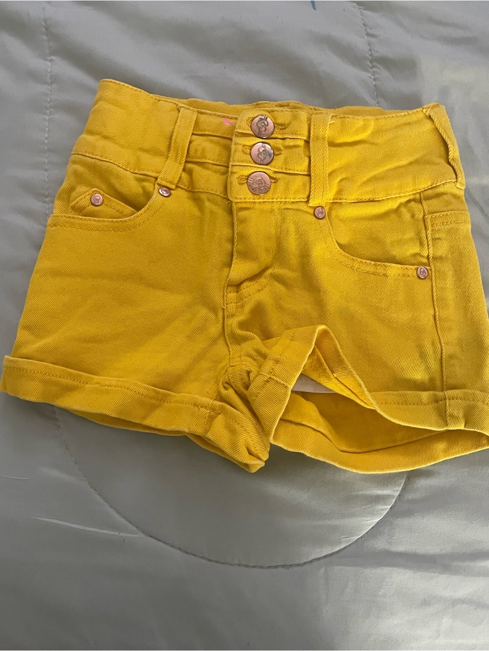 Girls' High-Waist Yellow Denim Shorts
